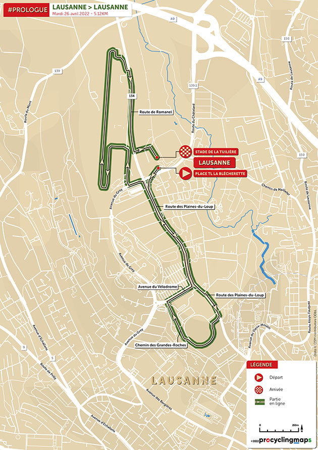 2022 Tour de Romandie Prologue map